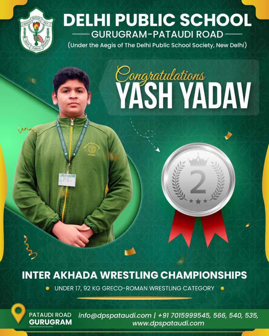 Yash of DPS Pataudi wins silver medal in freestyle wrestling